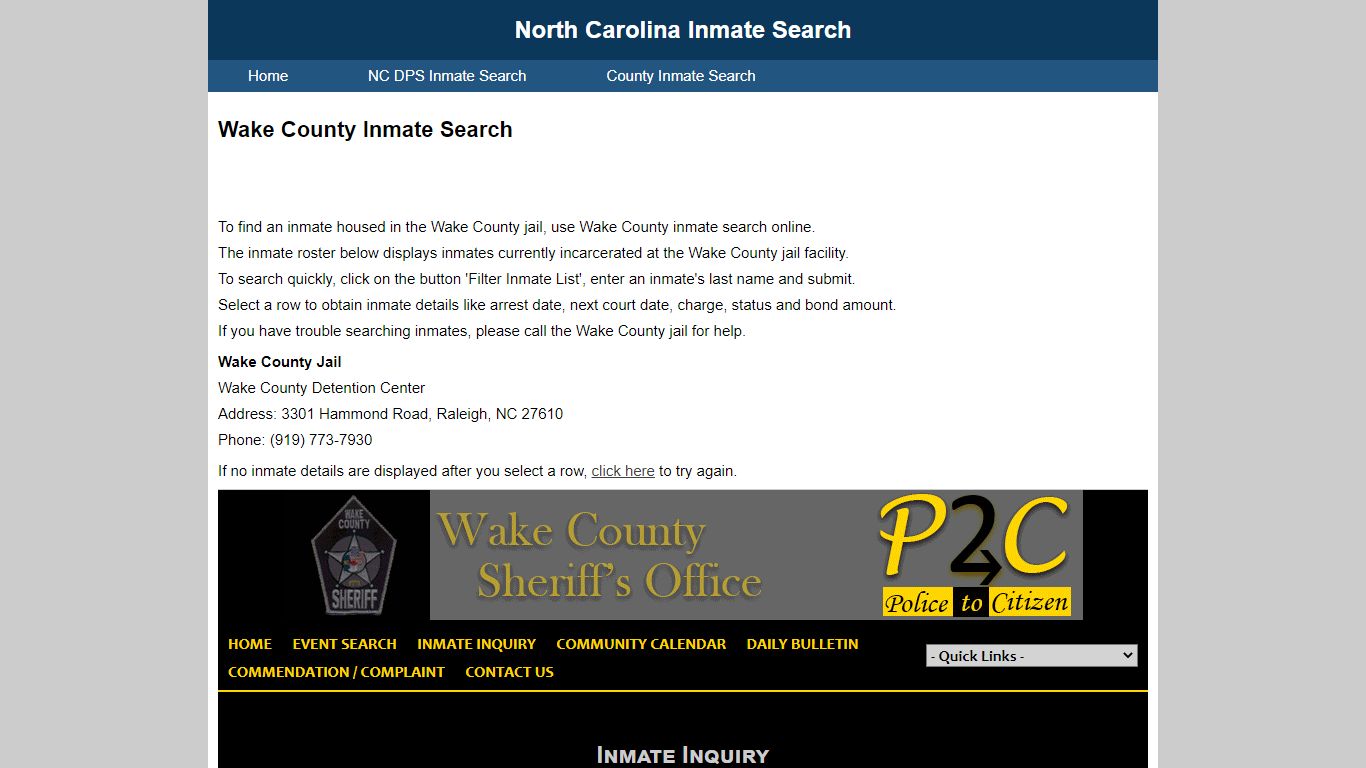 Wake County Inmate Search