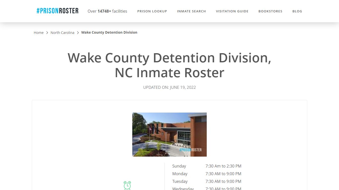 Wake County Detention Division, NC Inmate Roster